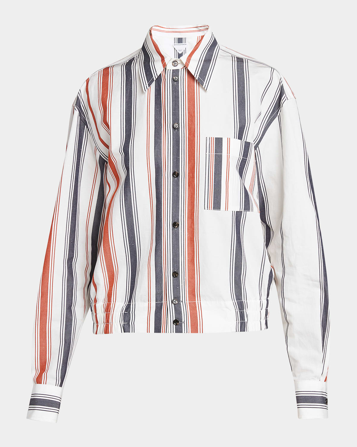 Bottega Veneta Degrade Striped Elasticated-waist Button-down Shirt In Maple