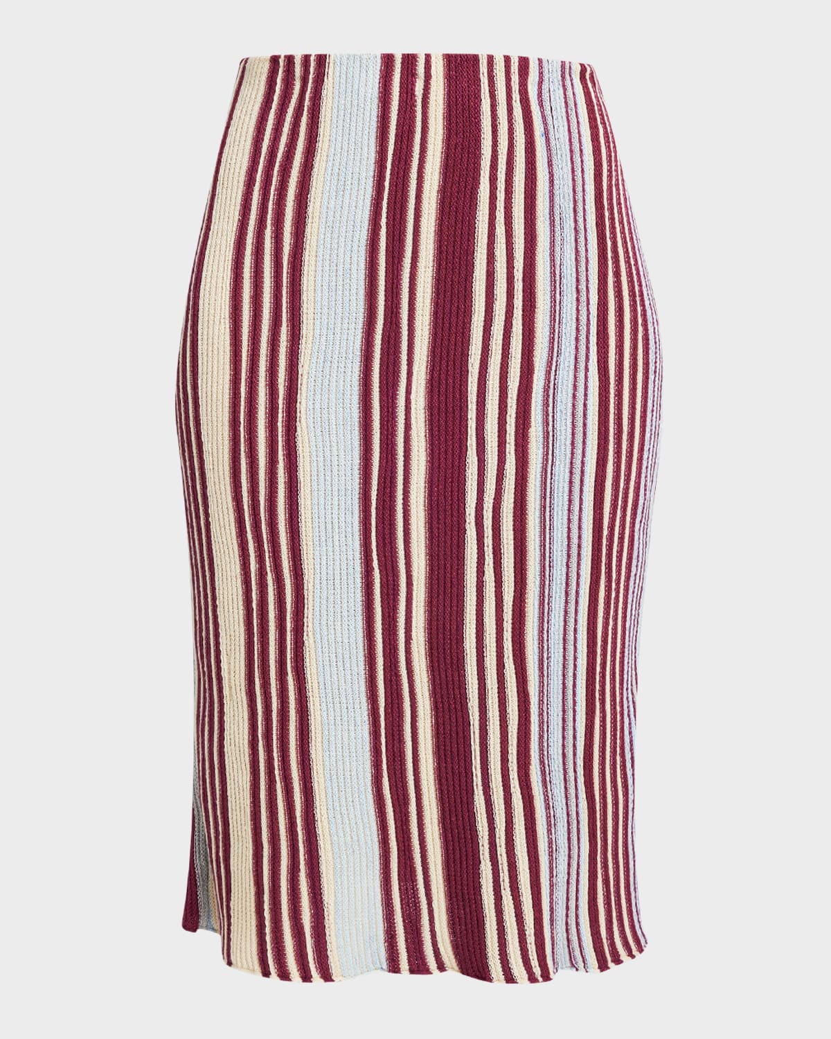 Bottega Veneta Stripe Rib Linen Midi Skirt In Multi