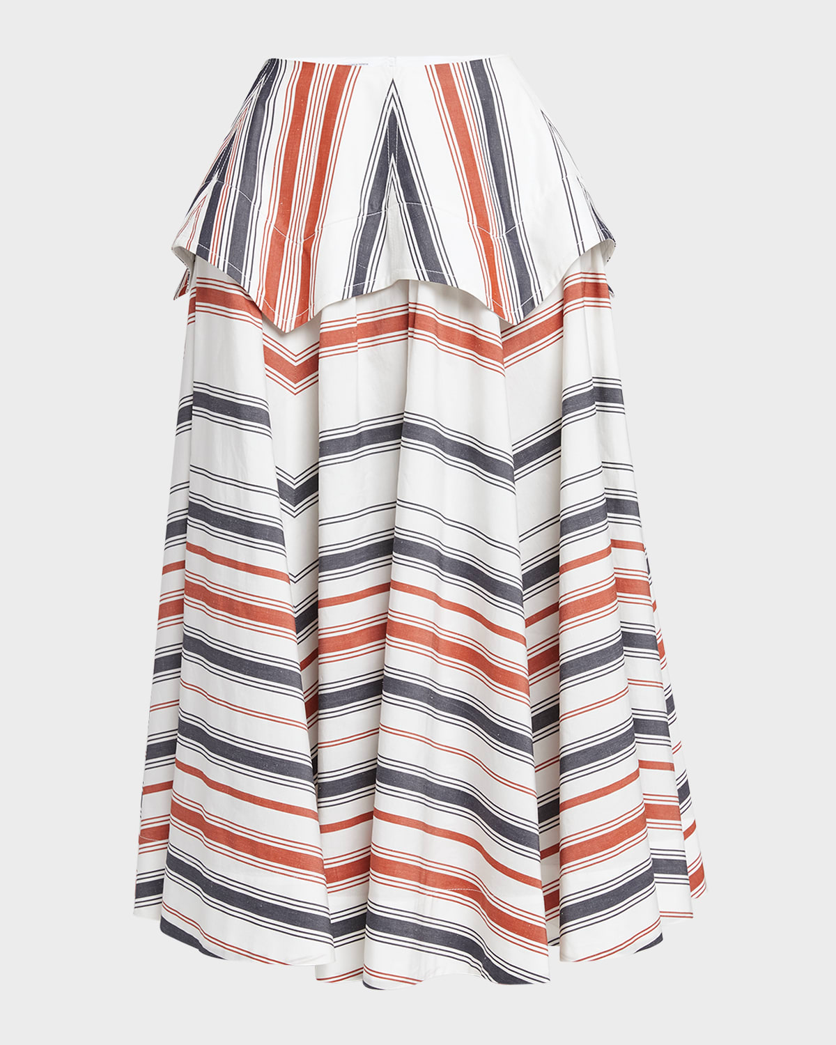 Bottega Veneta Drop-waist Cotton-linen Midi Skirt In Maple
