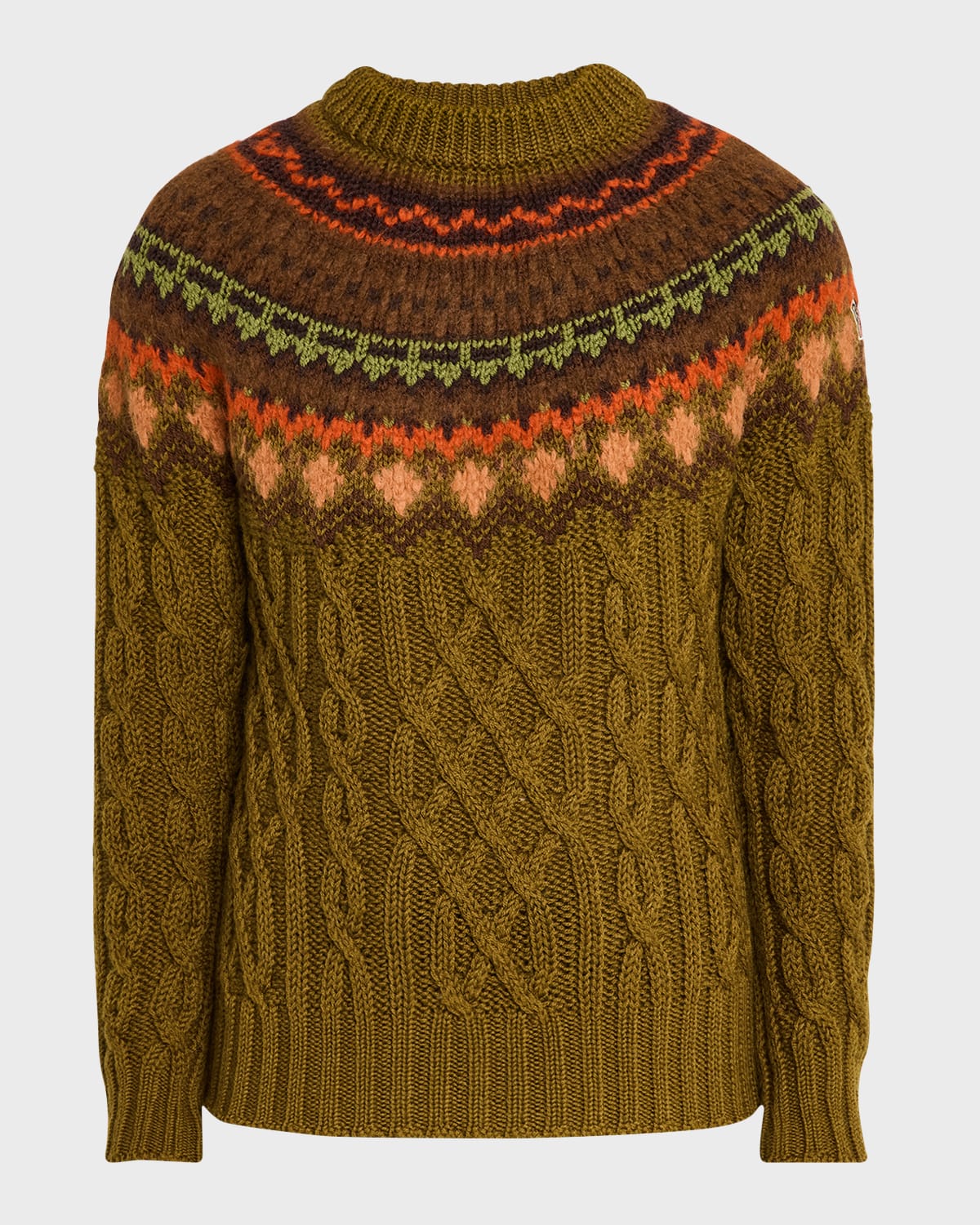 Moncler Carded Virgin Wool Crewneck Sweater In Brown