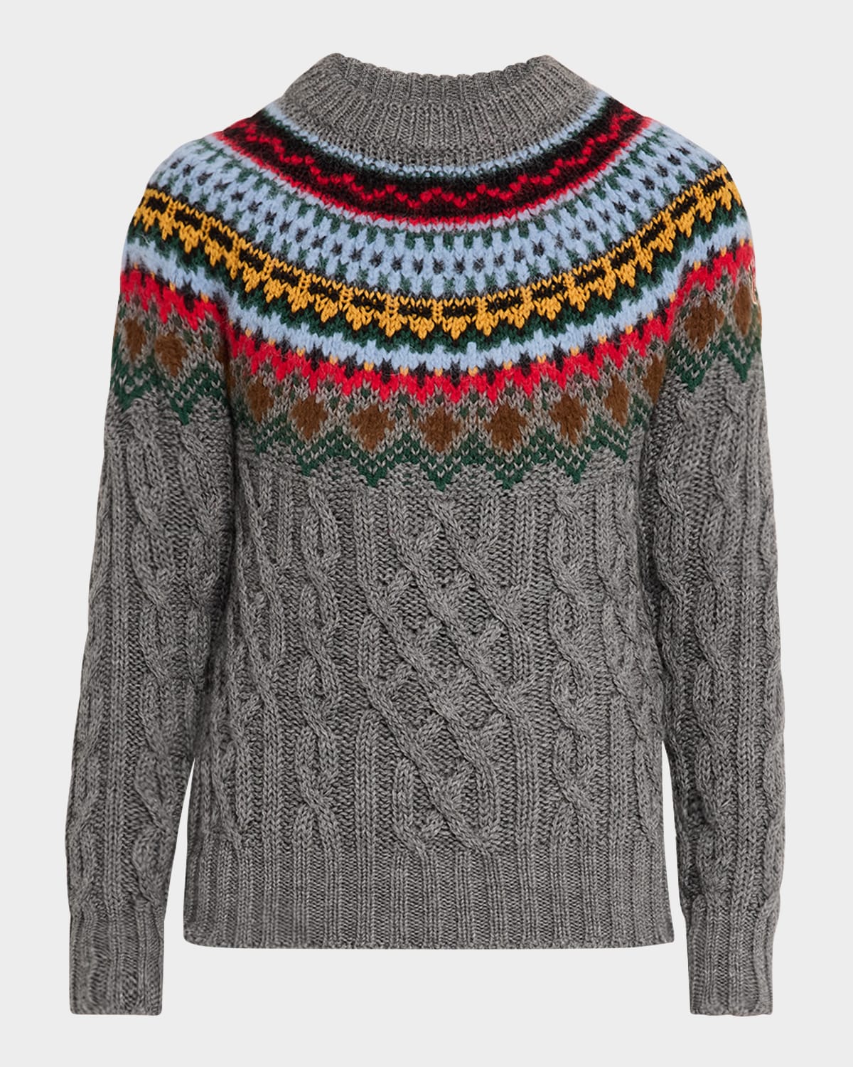 Moncler Cable Knit Jacquard Sweater In Grey