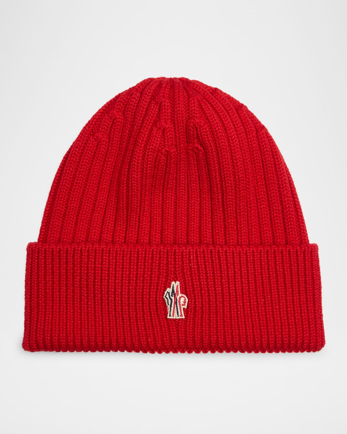 Moncler Men's Ribbed Wool Beanie In Red