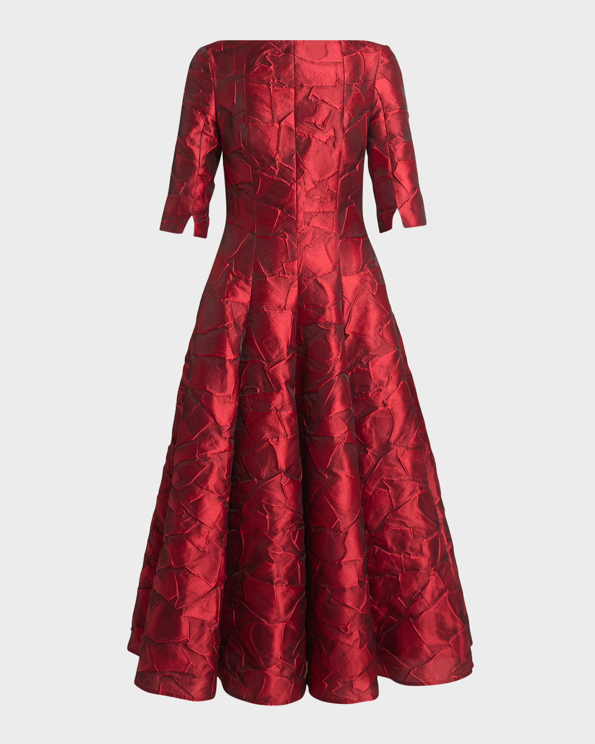Ruffles Jacquard Fit-Flare Midi Dress