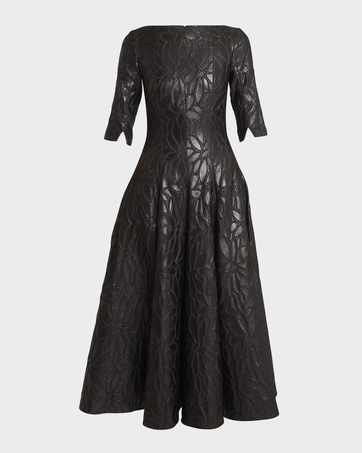 Talbot Runhof Daisy Jacquard Fit-flare Midi Dress In Black