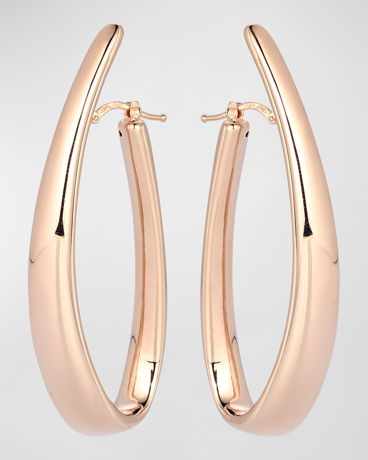 Golden Dreams 18K Rose Gold Elongated Curved Hoop Earrings