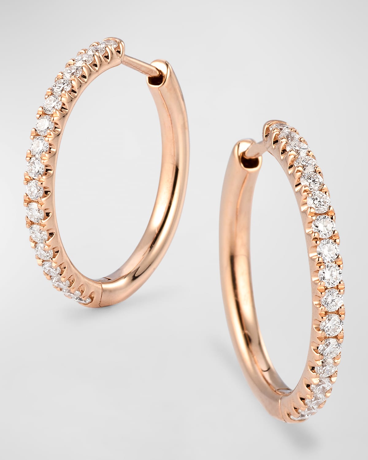 Sparkle 18K Rose Gold Diamond Hoop Earrings