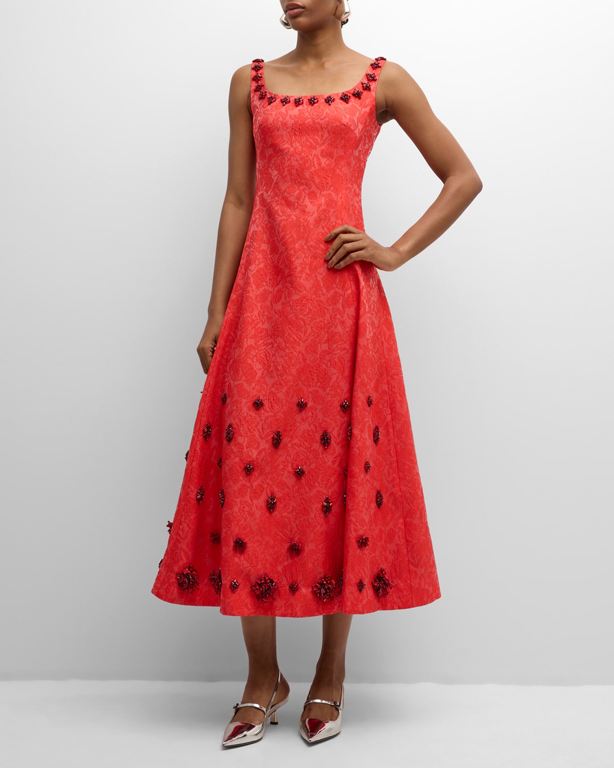 Kimberly Crystal Sleeveless Jacquard Maxi Dress