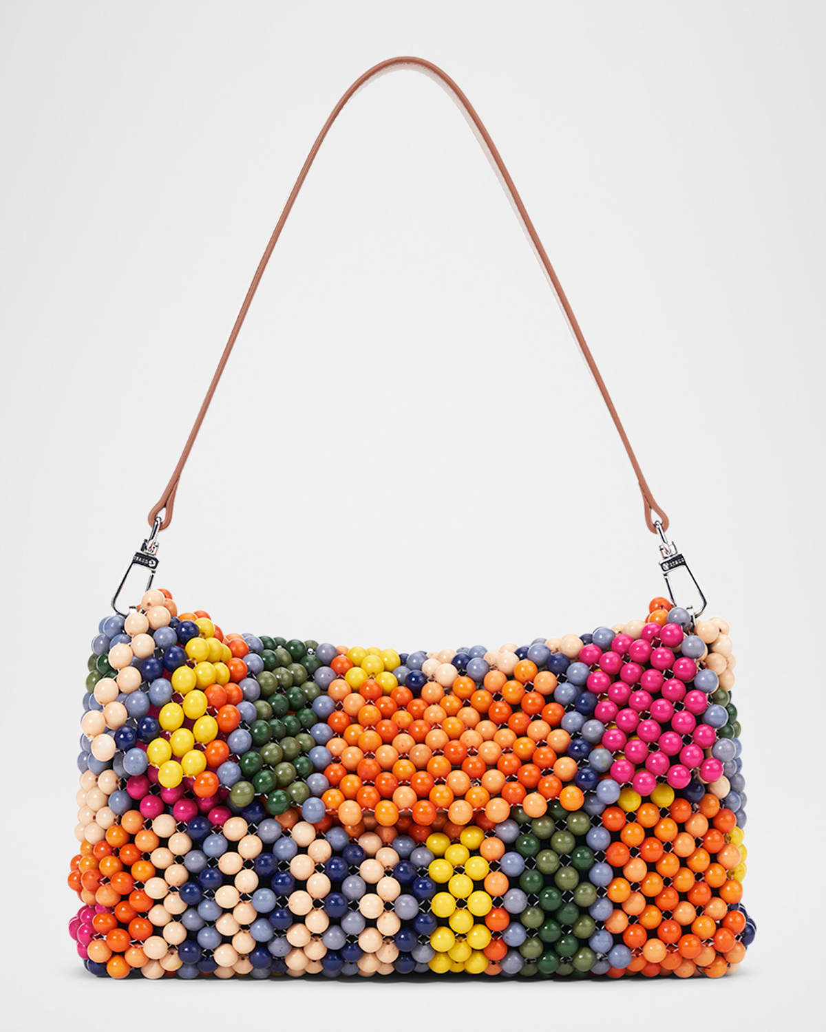 Staud Multicolor Timmy Beaded Shoulder Bag In Multi Bayadere Stripe