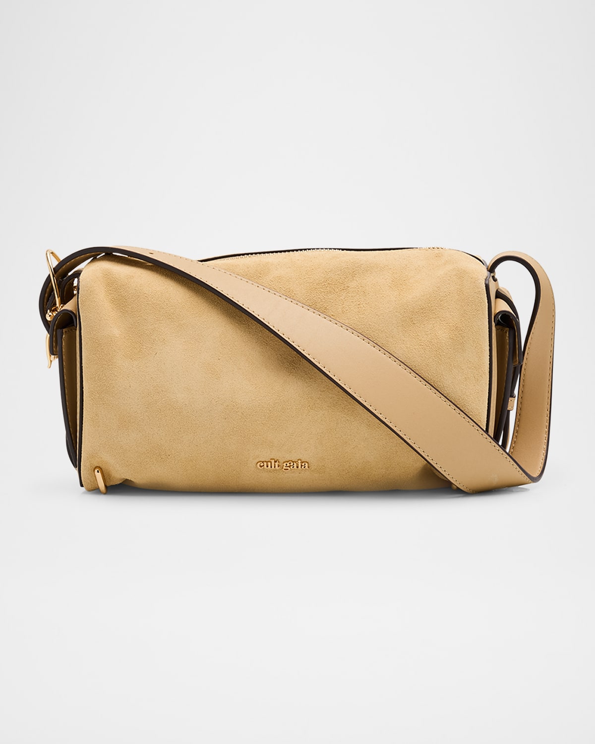 Cult Gaia Natasha Zip Suede & Leather Shoulder Bag In Neutral