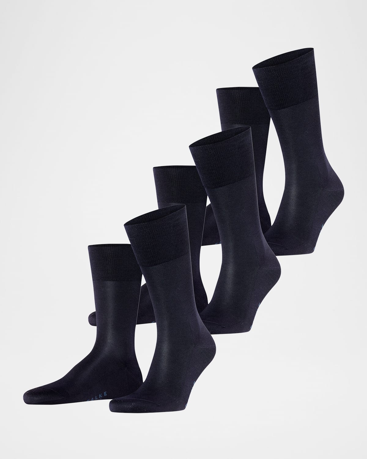 Falke Tiago Cotton Blend Solid Crew Socks, Pack Of 3 In Dark Navy