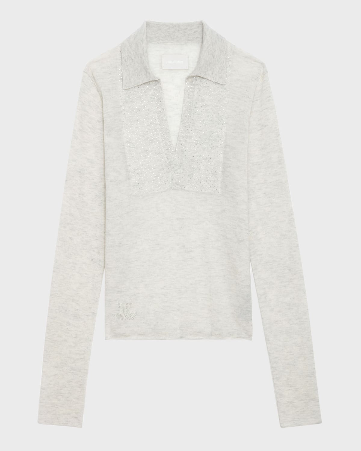 Zadig & Voltaire Sally Rhinestone-embellished Cashmere Jumper In Neige