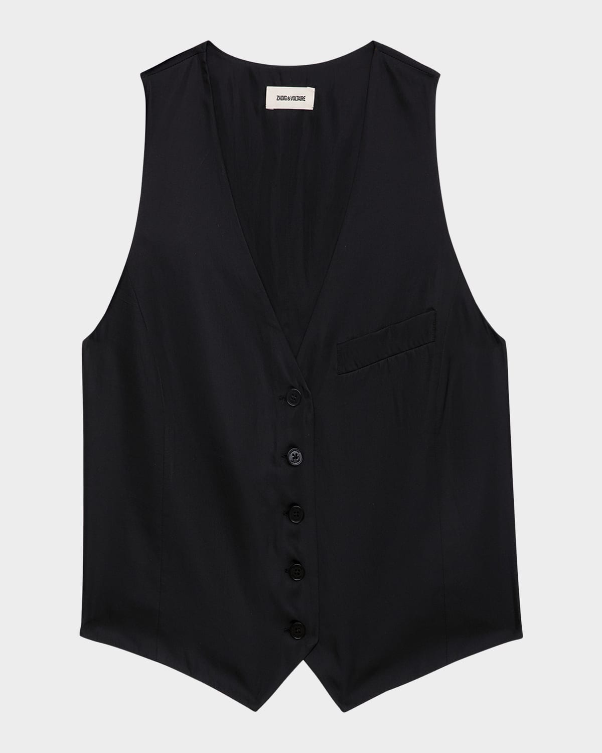 Zadig & Voltaire Emaux Sleeveless Satin Top In Noir