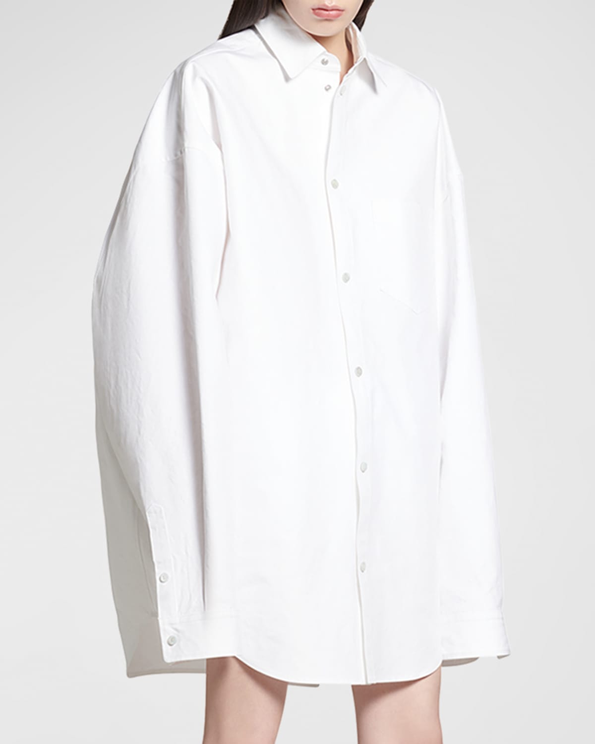 Shop Balenciaga Outerwear Shirt Large Fit In 9140 White/white