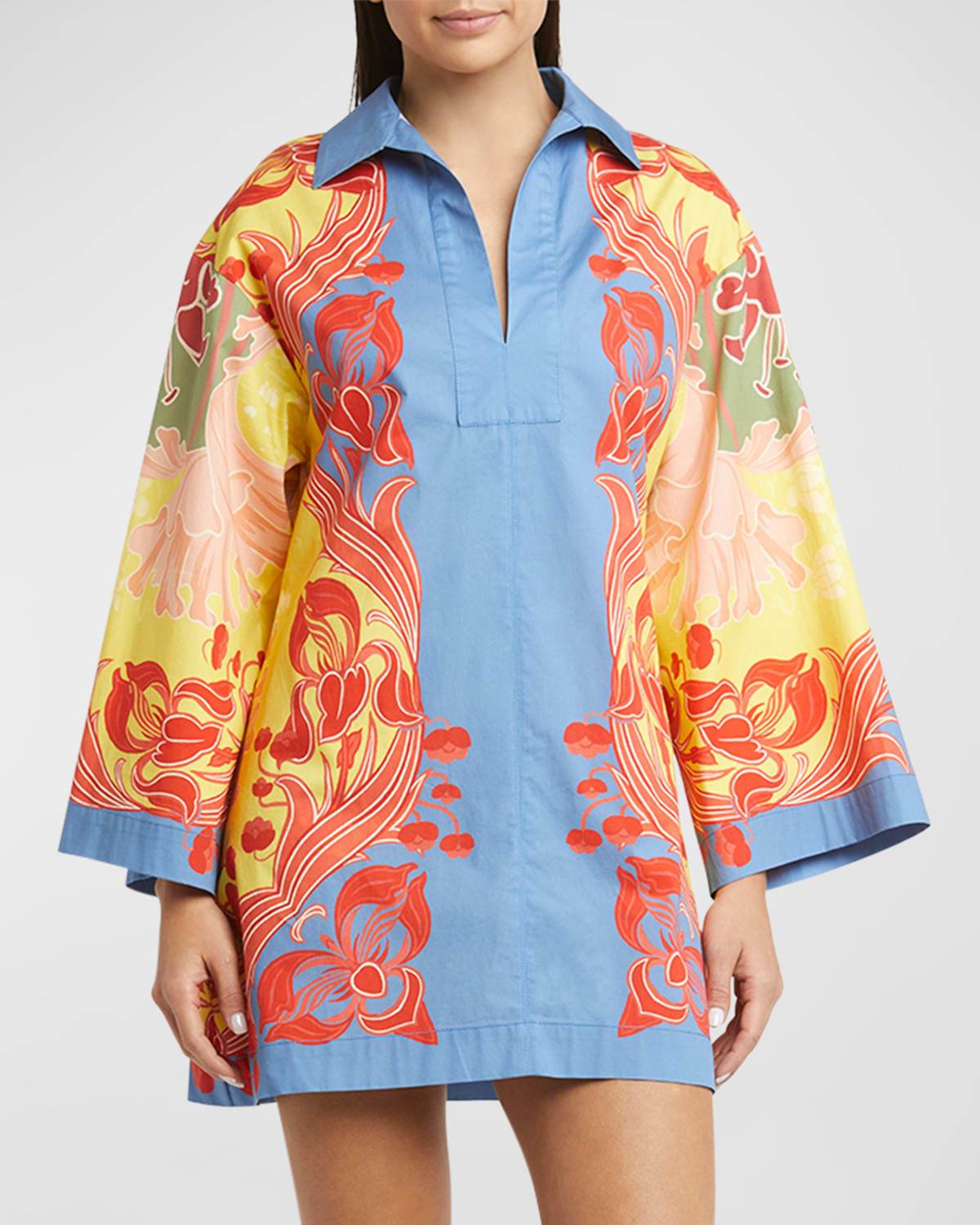Etro Floral Printed Tunic Coverup In Blue
