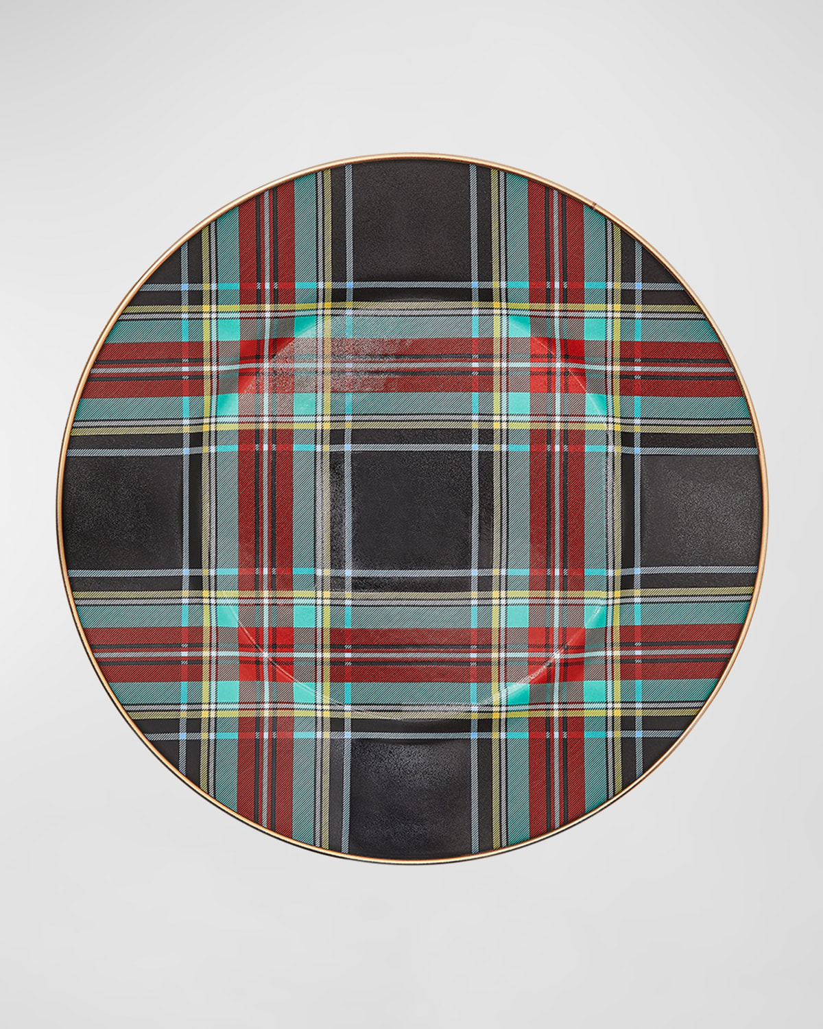 Mackenzie-childs Tartan Black Dinner Plate