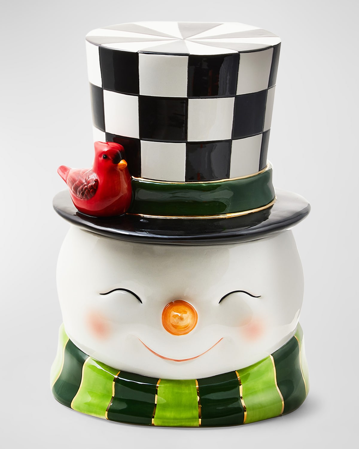 MACKENZIE-CHILDS COZY CHRISTMAS SNOWMAN COOKIE JAR