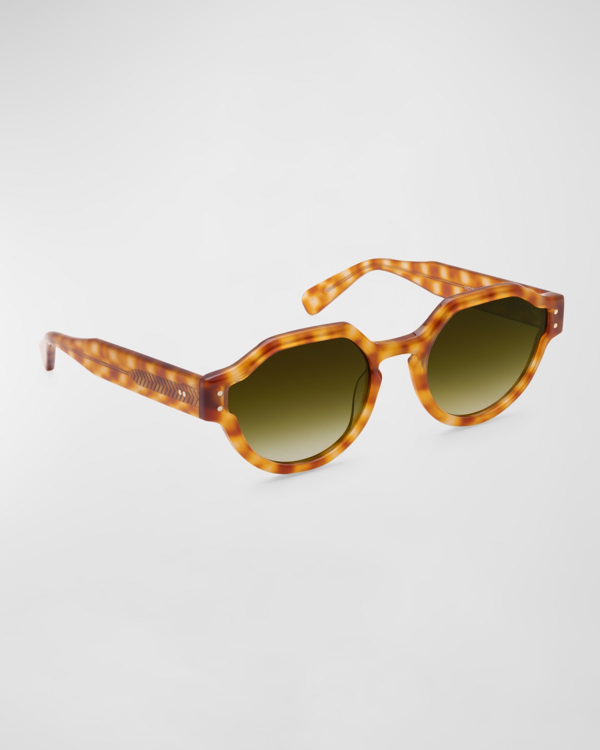 Shop Krewe Astor Beveled Acetate Round Sunglasses In Fernet