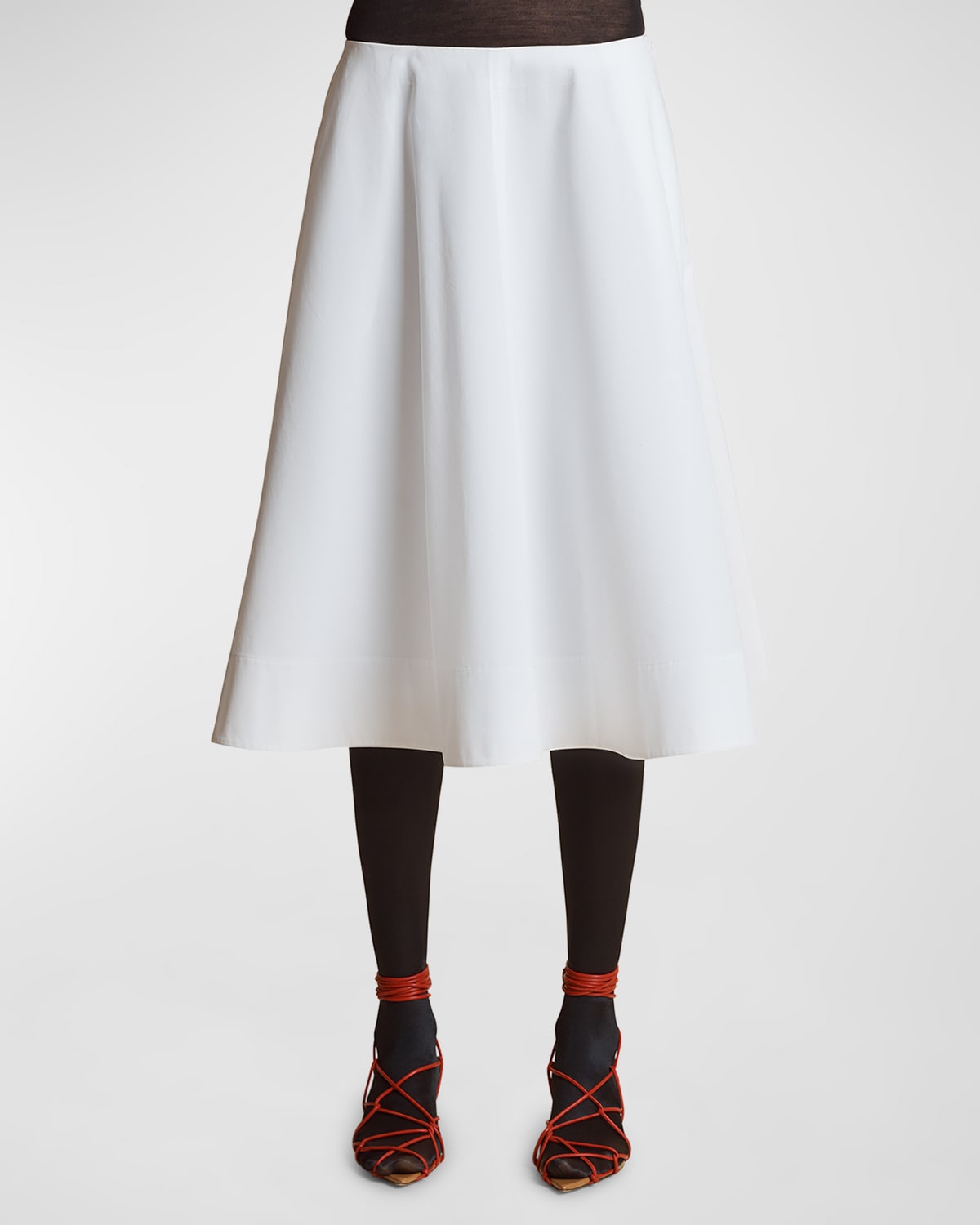Khaite Renta Cotton Midi Skirt In White