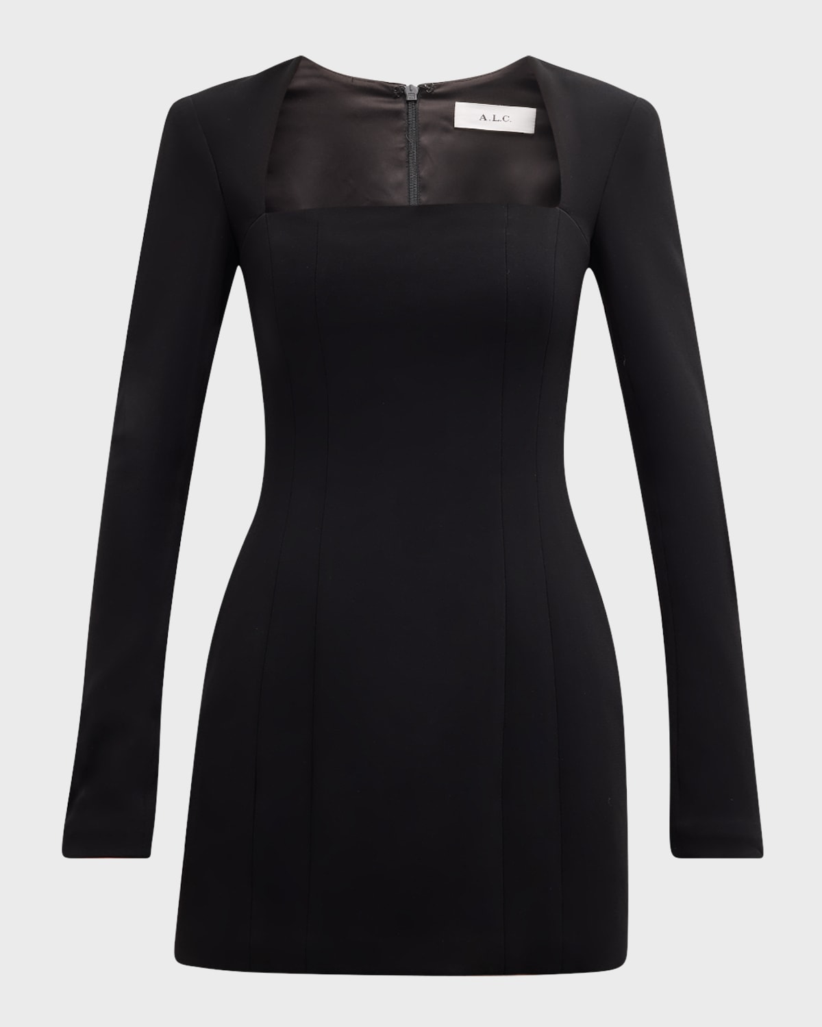 Shop A.l.c Ella Seamed Square-neck Mini Dress In Black