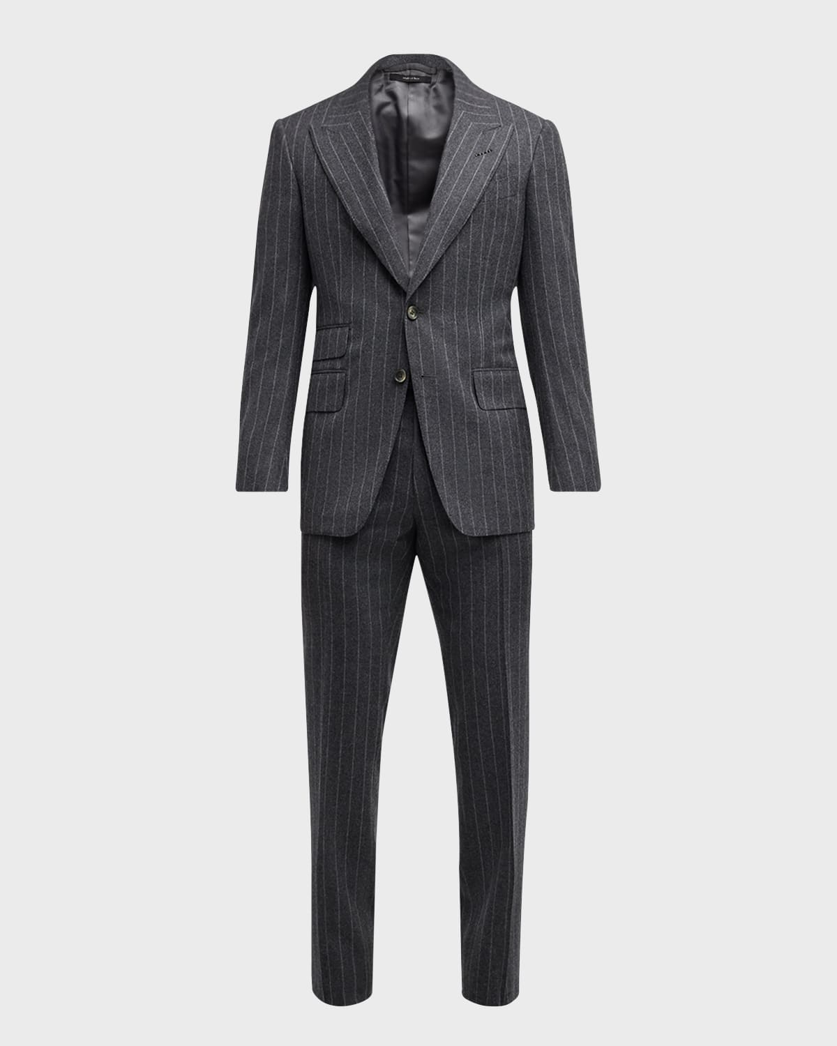 Tom Ford Shelton Fresco Stripe Wool Suit In Grey