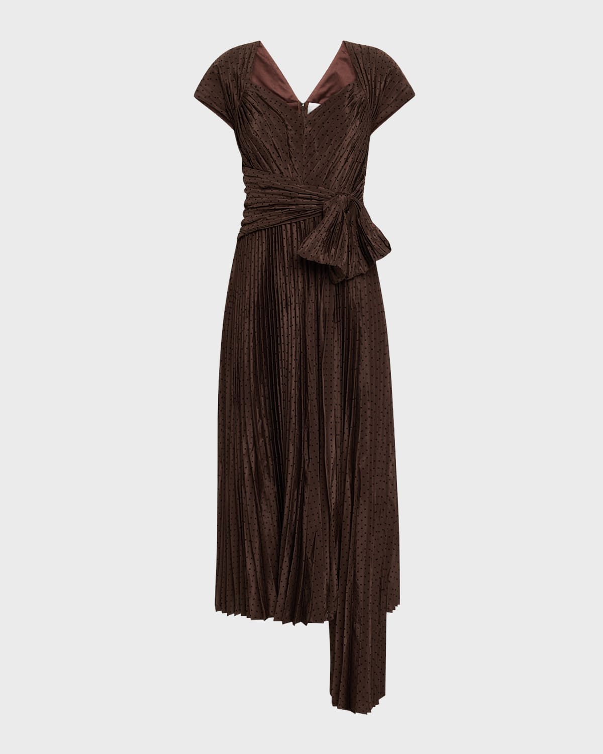 princess polly baby blue dress Huishan Zhang Tabitha Polka-dot Pleated Silk Midi Dress In Brown