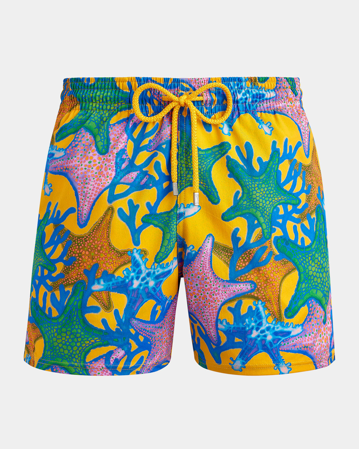 Vilebrequin Moorise Glowed Stars Print 6 Swim Trunks In Maize