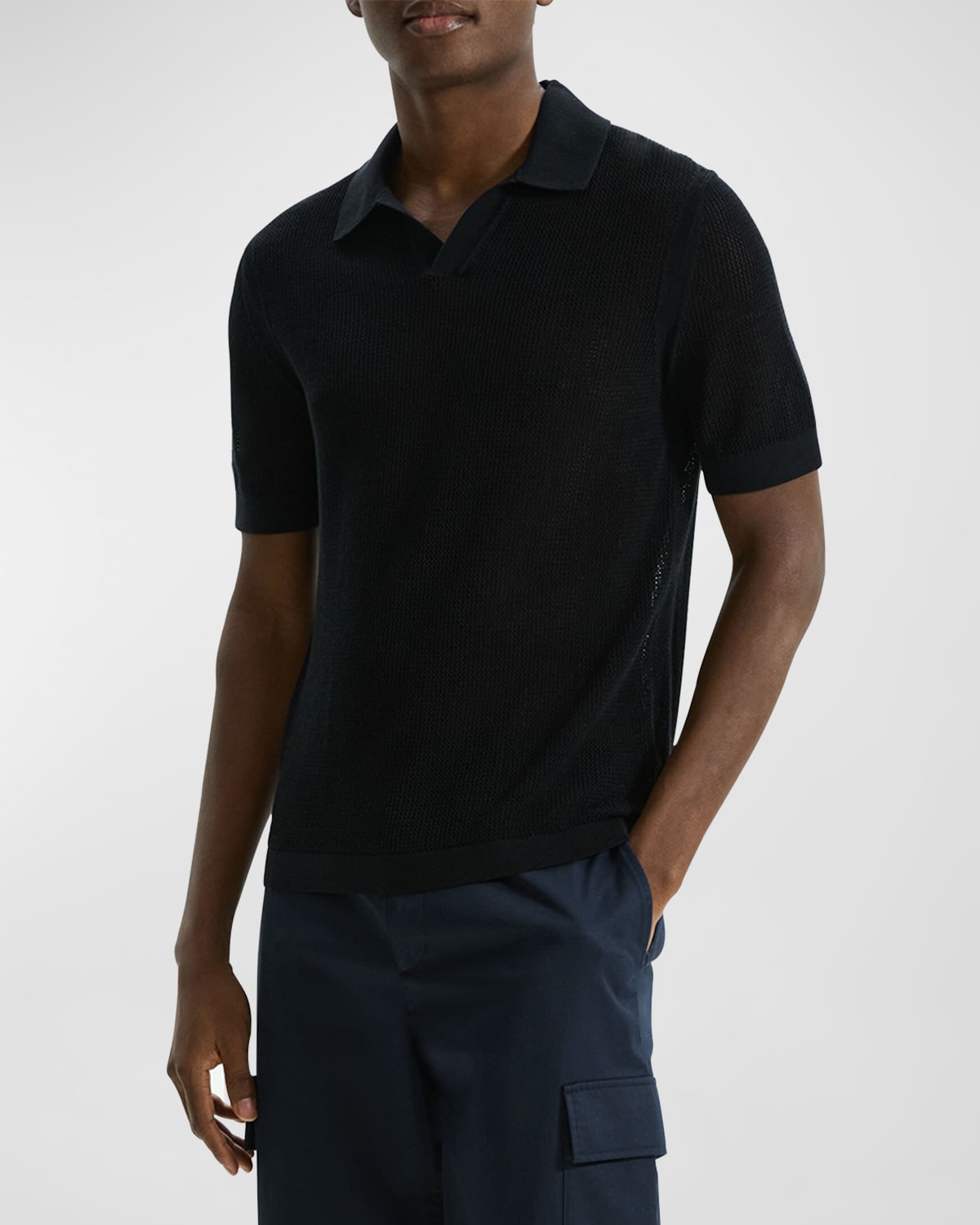 Shop Theory Men's Cairn Knit Polo Shirt In Black