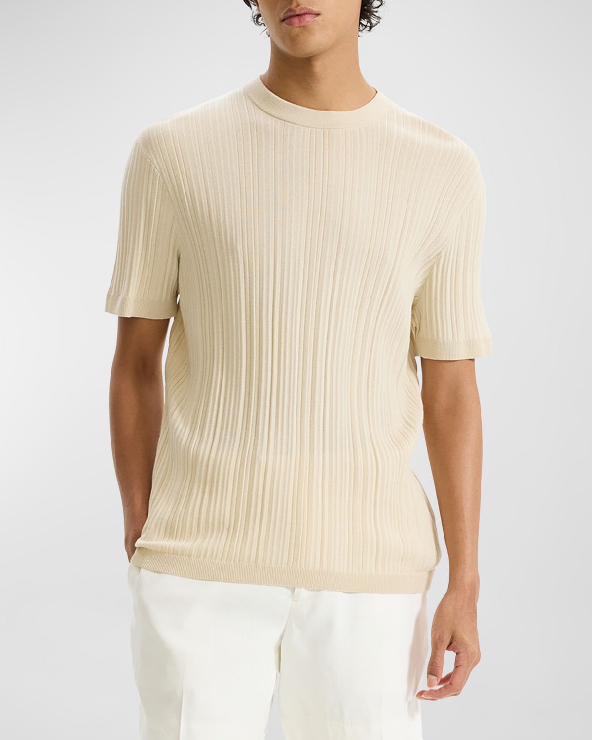 Shop Theory Men's Damian Tactile Ribbed T-shirt In Sand