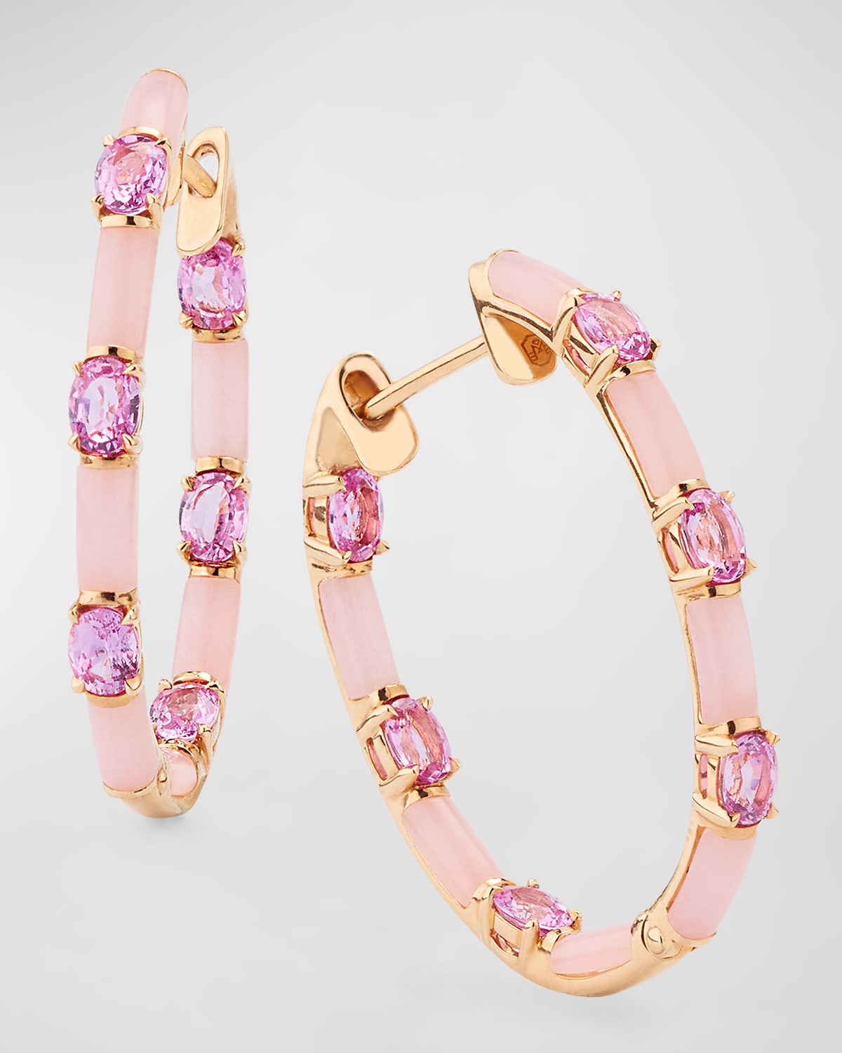 Dolce Pink Sapphire and Pink Opal Hoop Earrings