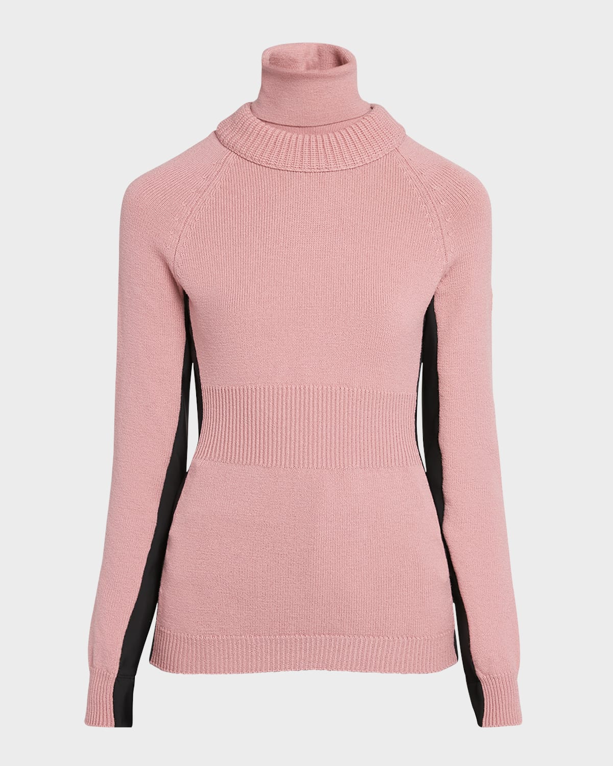 Moncler Wool And Fleece Turtleneck Sweater In Pastel Pink