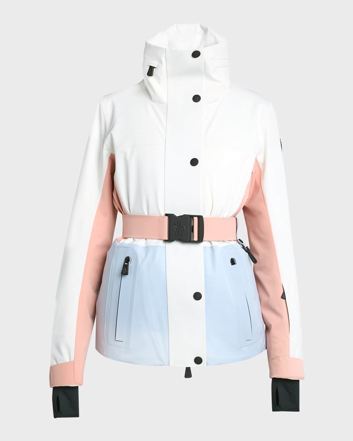 Shop Moncler Hainets Primaloft Belted Jacket In Light Green