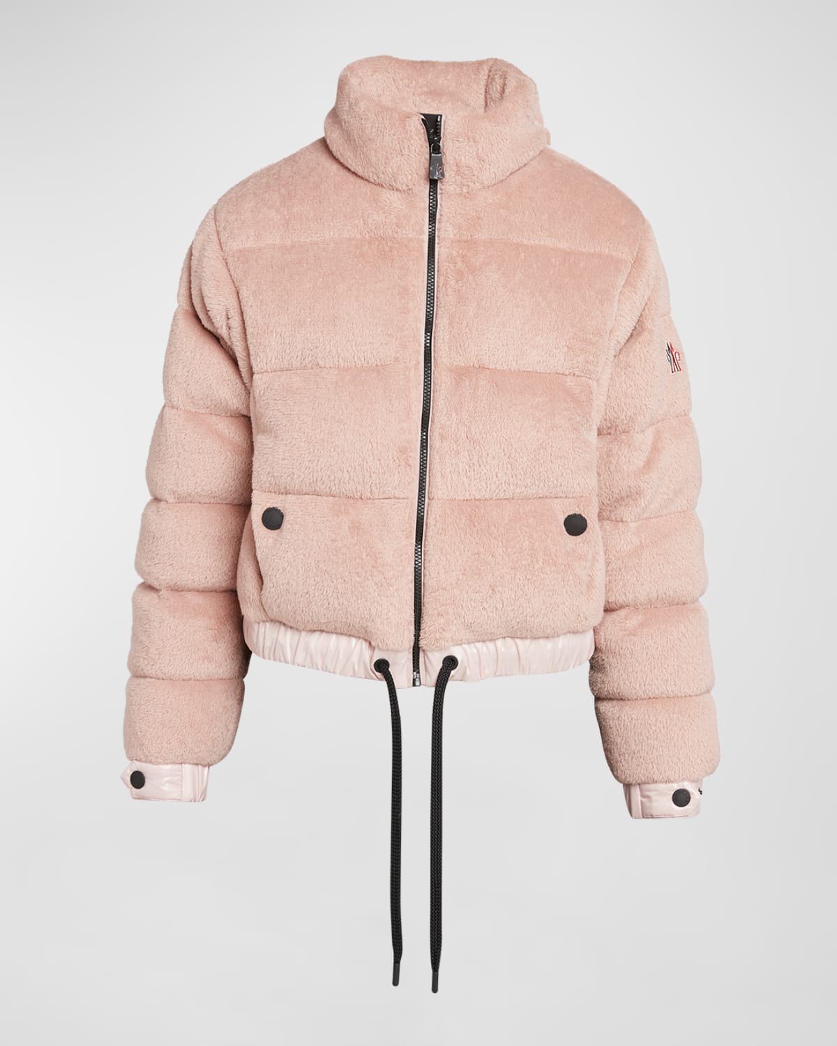 Shop Moncler Ayse Polartec Velvet Fleece Bomber Jacket In Light Pink