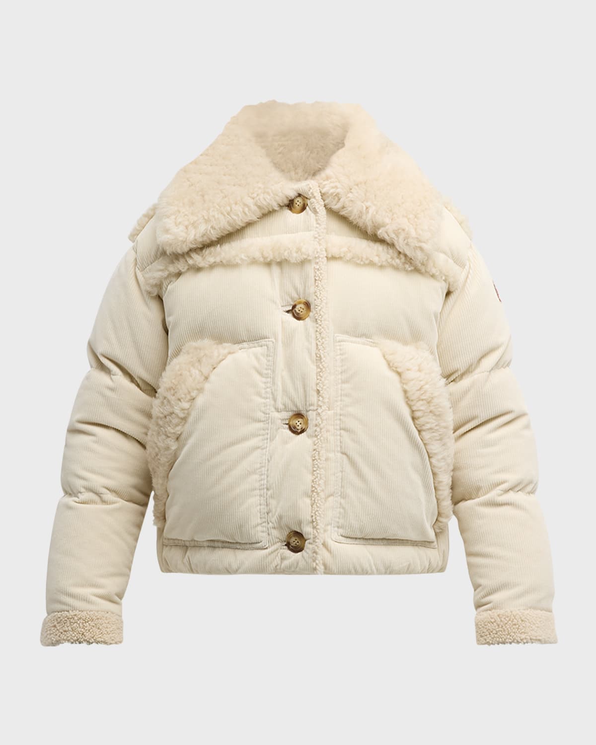 Moncler Caleu Corduroy Short Down Jacket White In White
