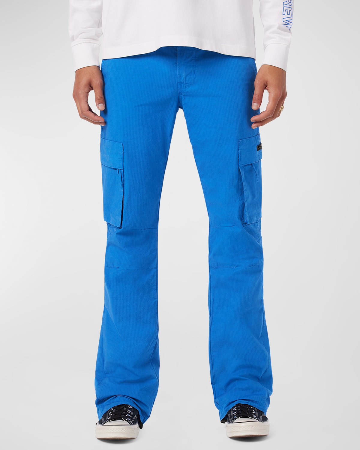 Shop Hudson Men's Walker Cargo Kick Flare Pants In Ripstop Blue