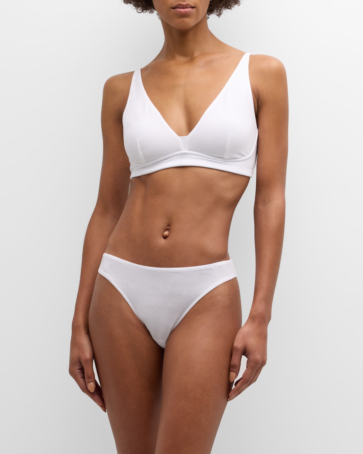 Skin Gala Low-rise Stretch Pima Cotton Bikini Briefs In White