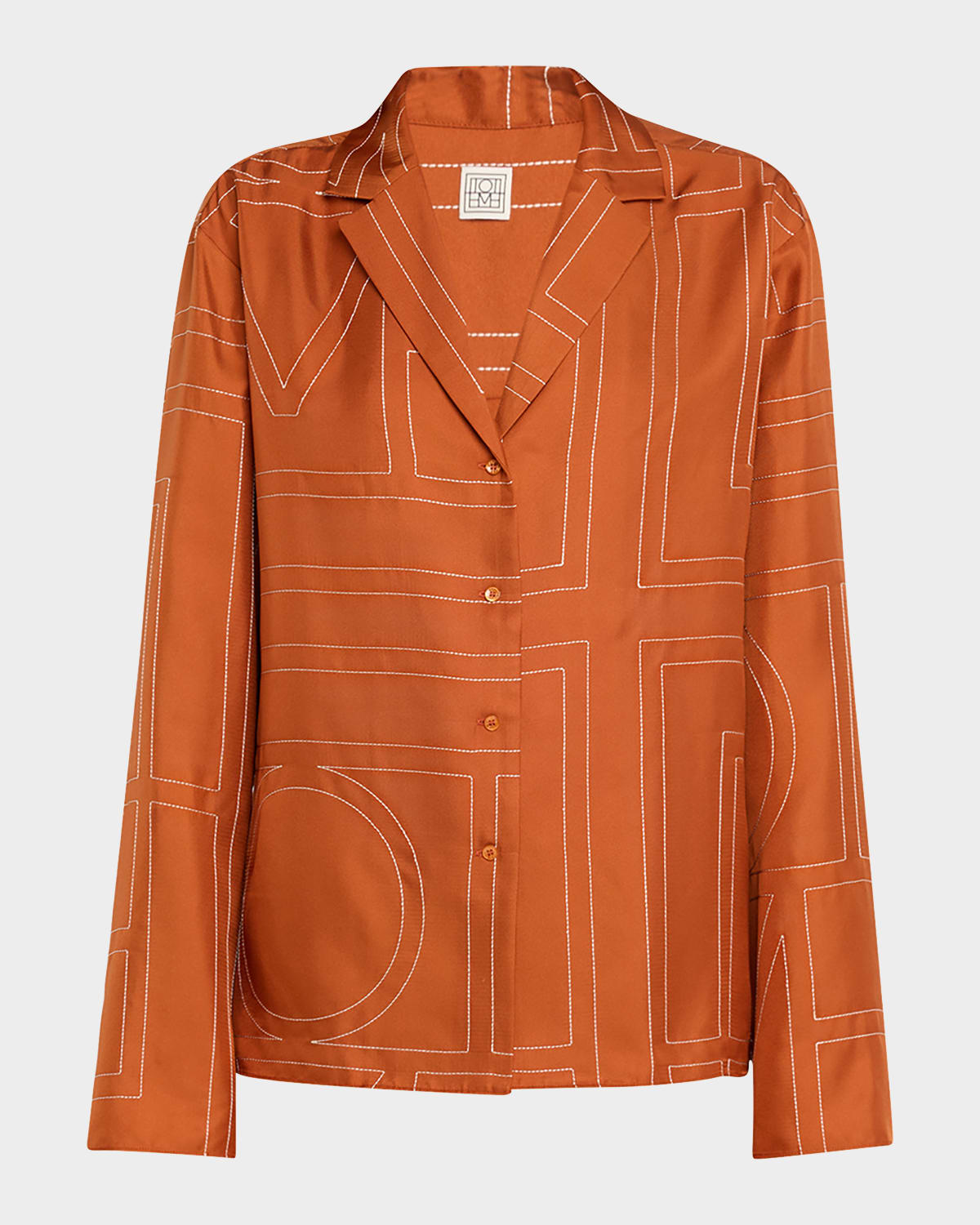Totême Monogram Silk Pajama Top In Brown