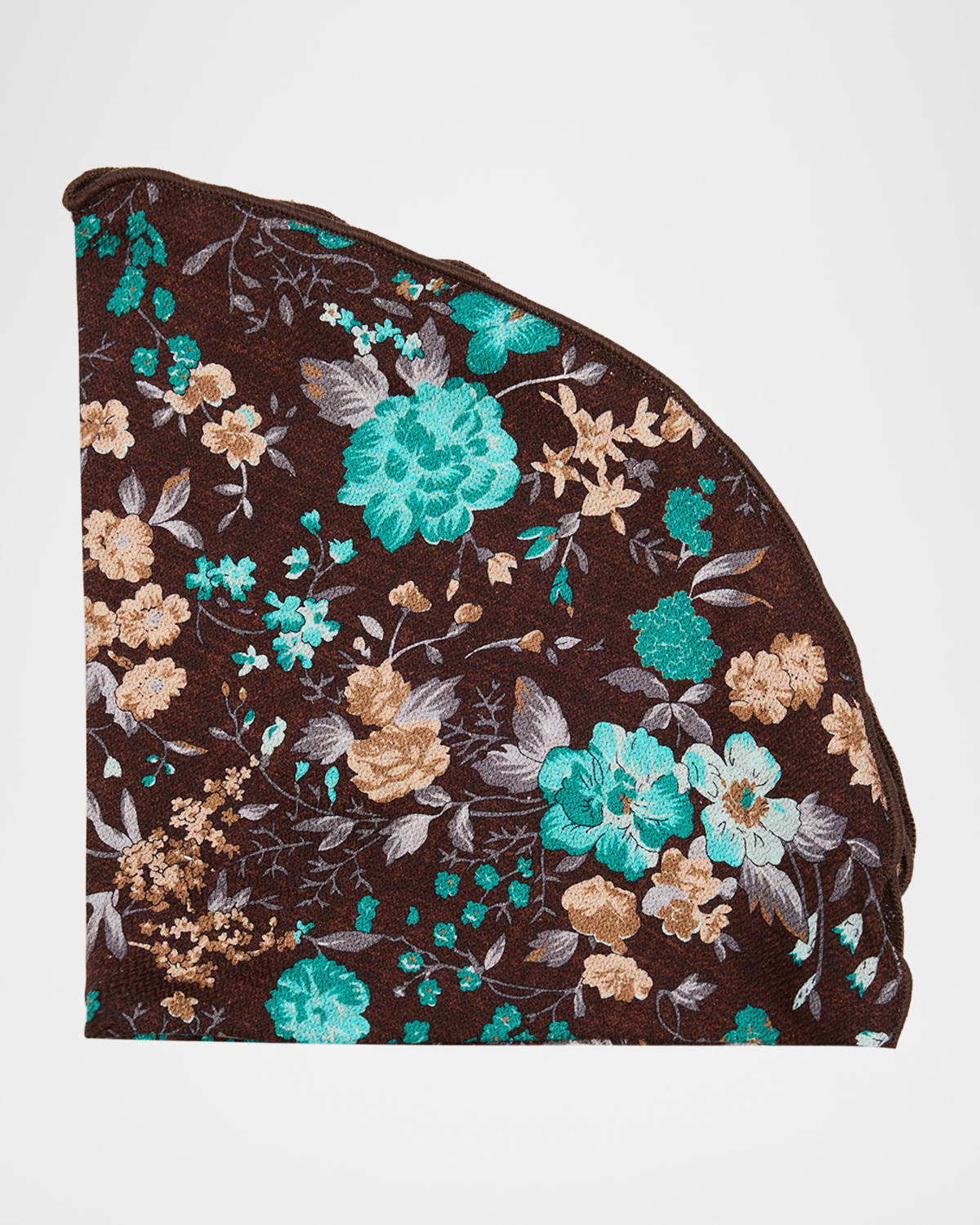 Edward Armah Men's Silk Reversible Floral and Geometric Pocket Round