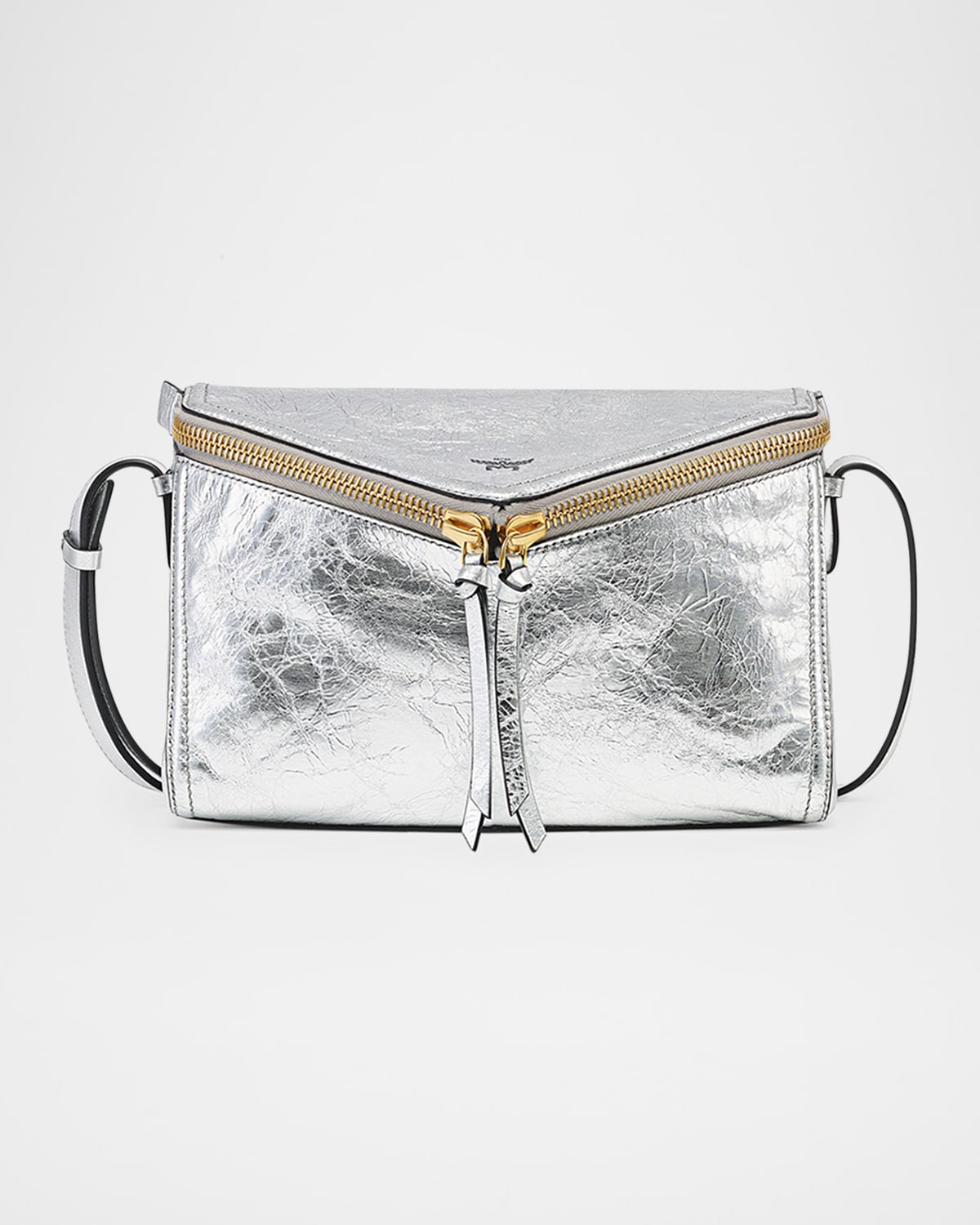Mcm 3d Diamant Metallic Leather Shoulder Bag In Silver