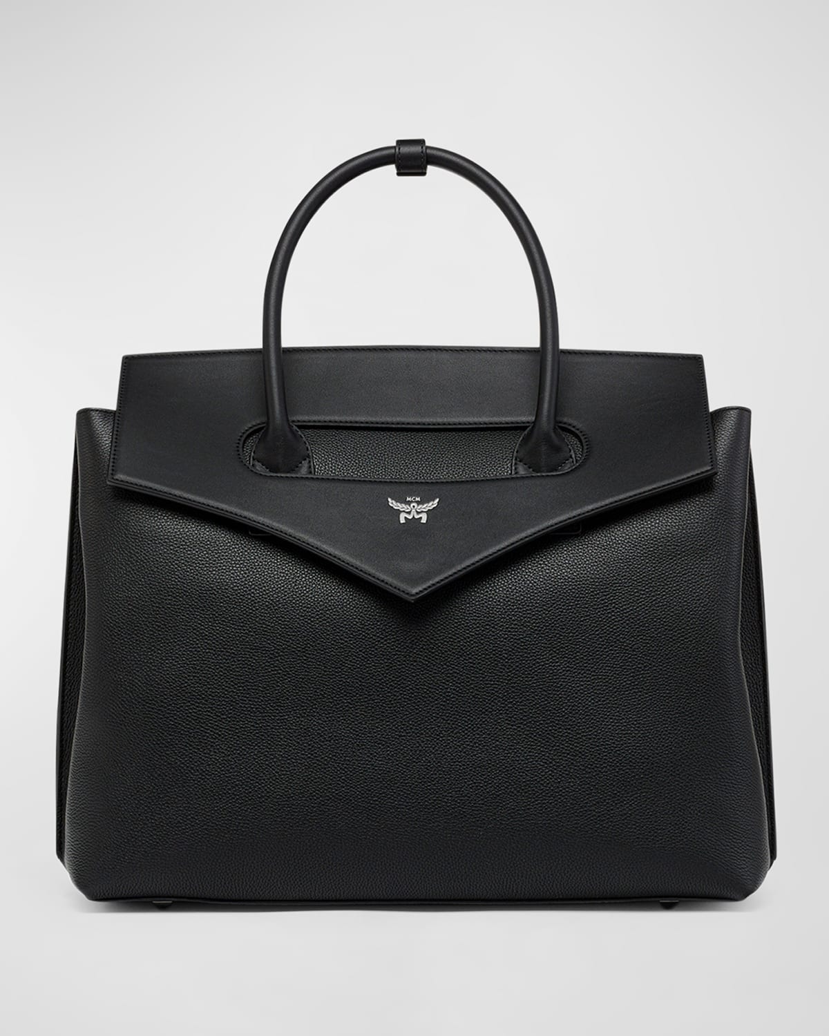 Mcm Soft Diamond Tote In Embossed Leather In Black