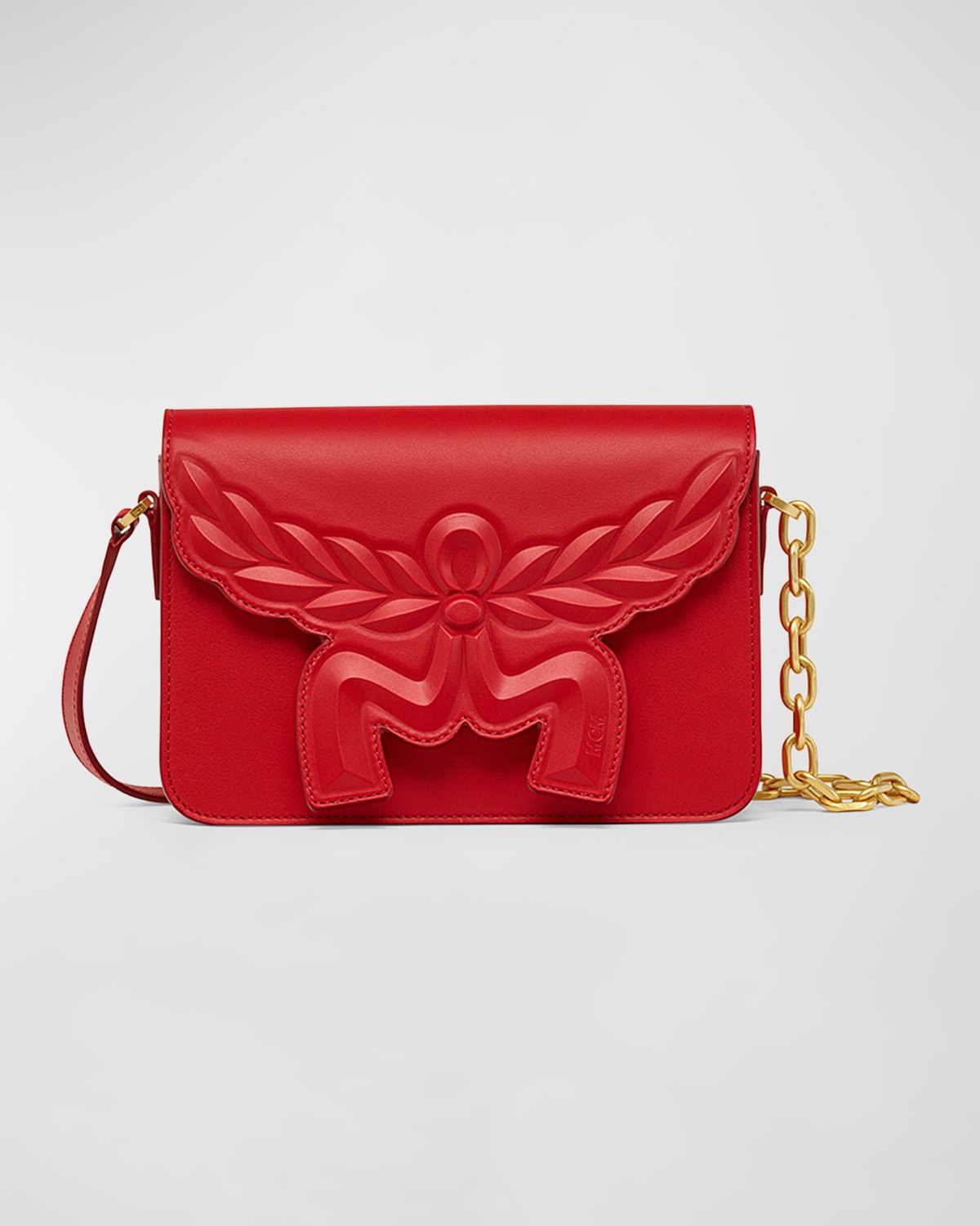 Mcm Himmel Maxi Honors Small Leather Crossbody In Red
