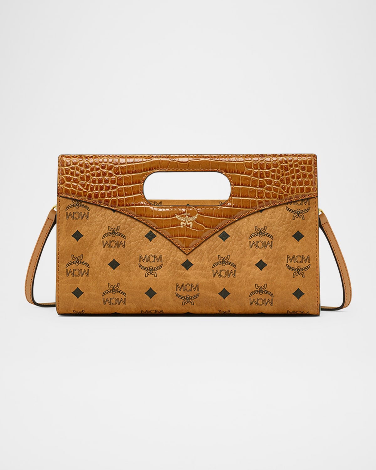 Mcm Diamond Visetos Monogram Crossbody Bag In Cognac