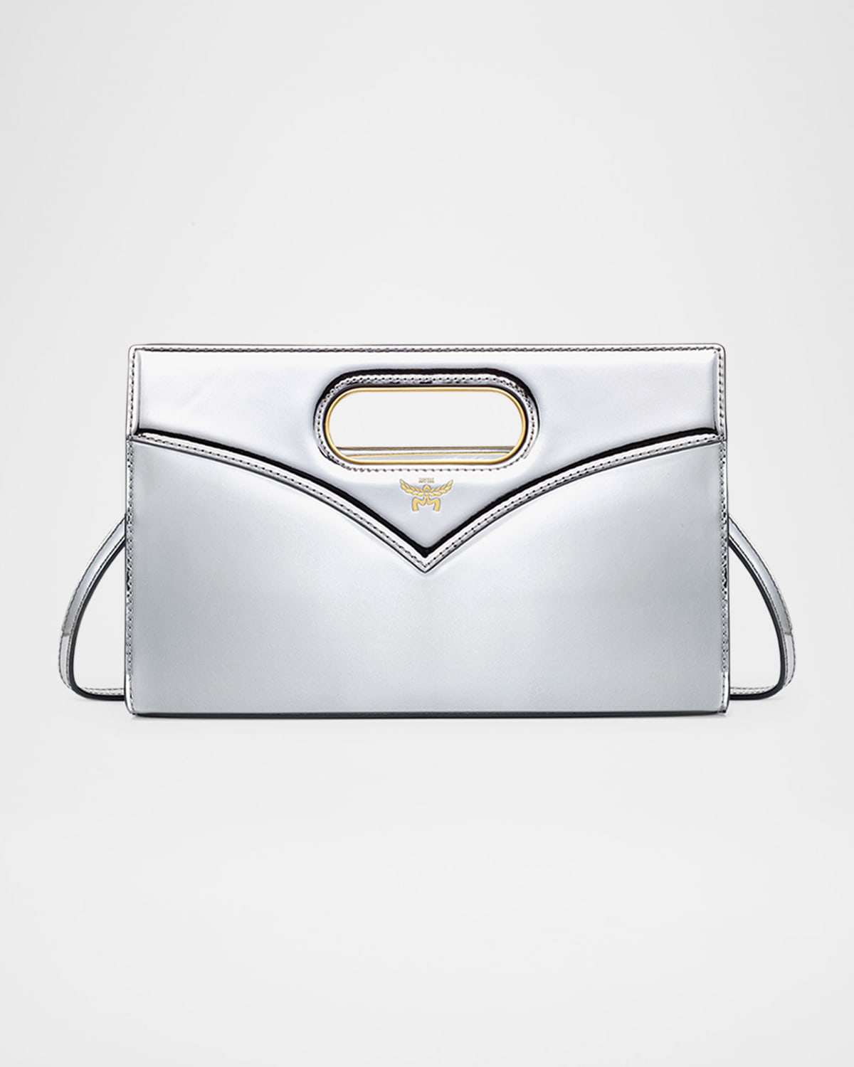 Mcm Diamond Metallic Leather Crossbody Bag In Silver