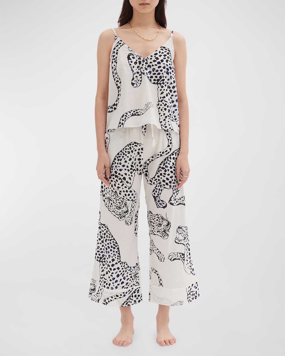 Cropped Animal-Print Cami Pajama Set