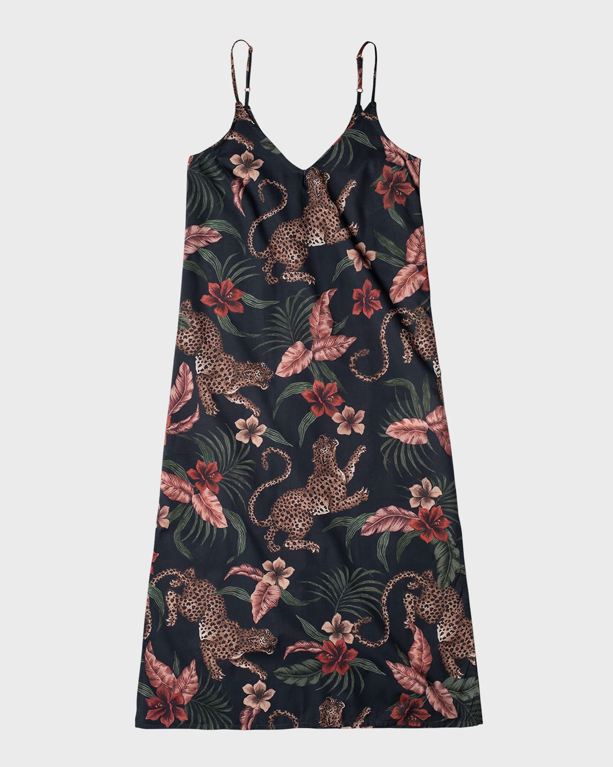 Shop Desmond & Dempsey Animal-print Cotton Slip Nightie In Soleia