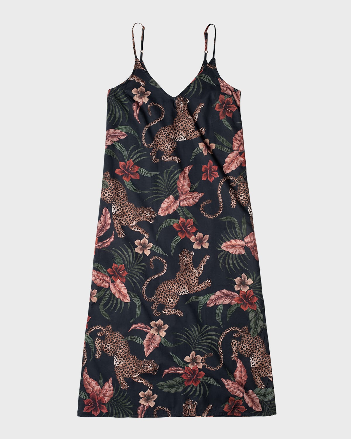 Desmond & Dempsey Animal-print Cotton Slip Nightie In Soleia