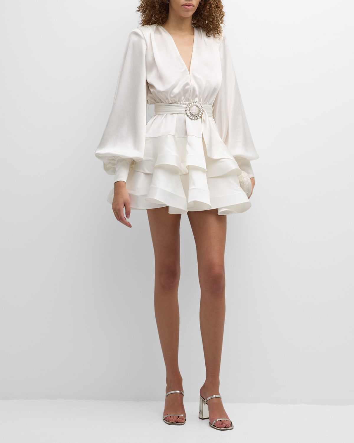 Bronx And Banco Bedouin Blanc Crystal-embellished Mini Dress In White