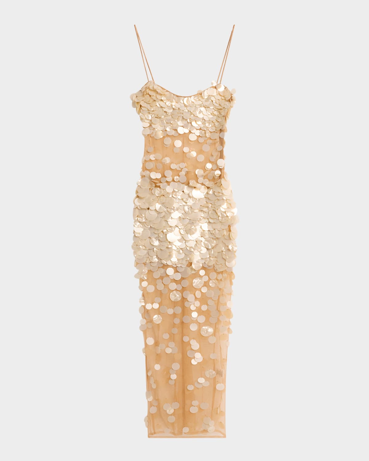 Shop Retroféte Mischa Sequin-embellished Sleeveless Midi Dress In Nudechampagne
