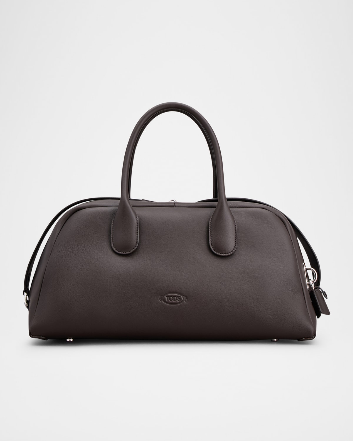 Shop Tod's Bauletto Zip Leather Top-handle Bag In Palissandro