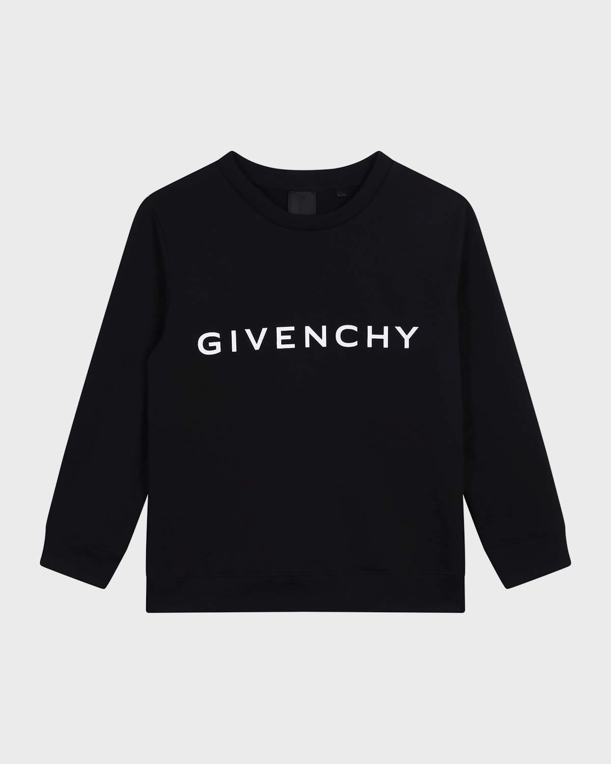 Givenchy Black Crewneck Sweatshirt With Contrasting Logo Print In Cotton Blend Boy In Black