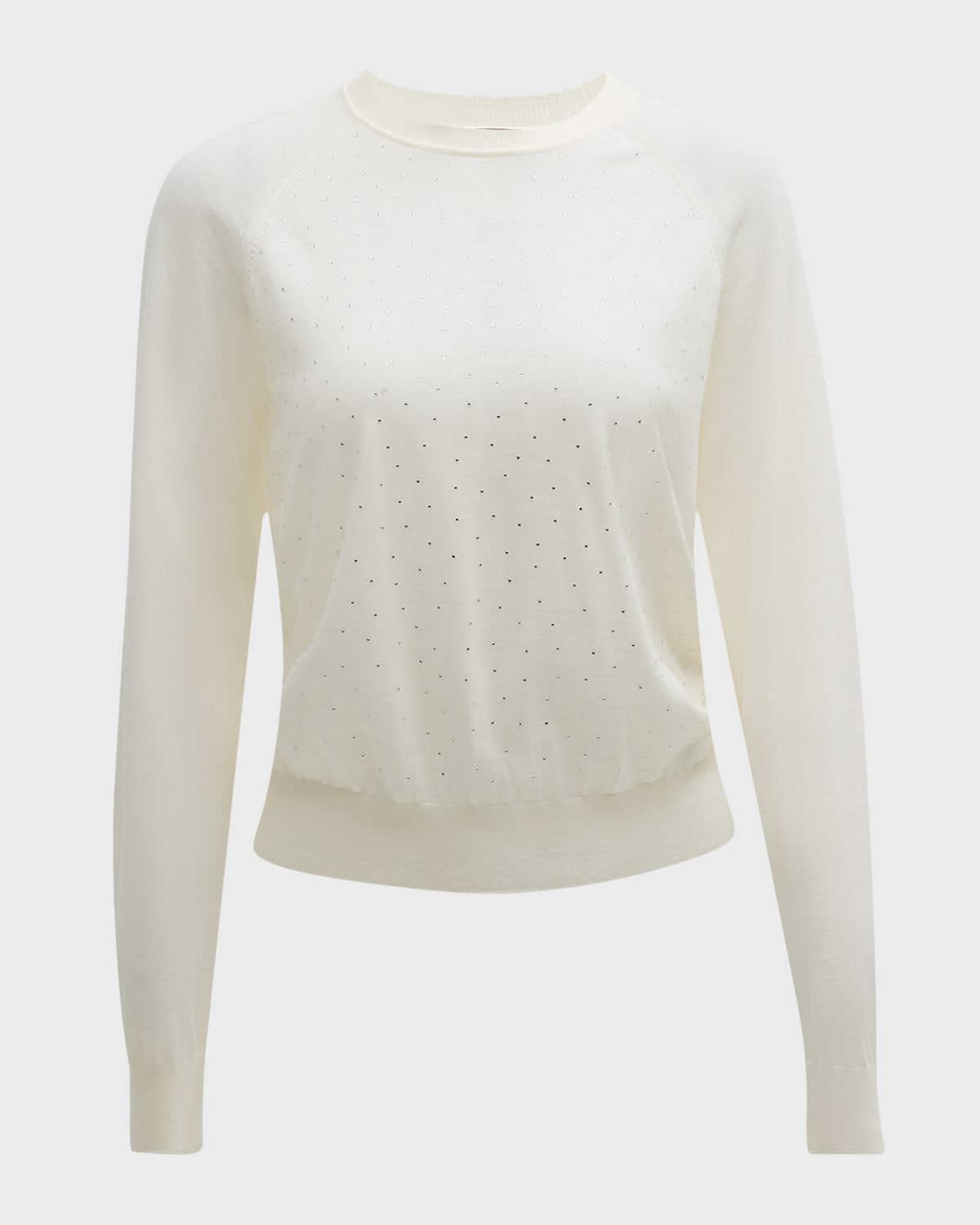 Emporio Armani Rhinestone Raglan-sleeve Wool Jumper In White